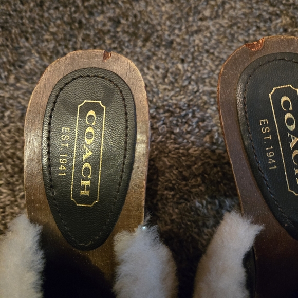 Coach Ivanka wood & faux fur clog sz6 1/2M - Picture 4 of 15